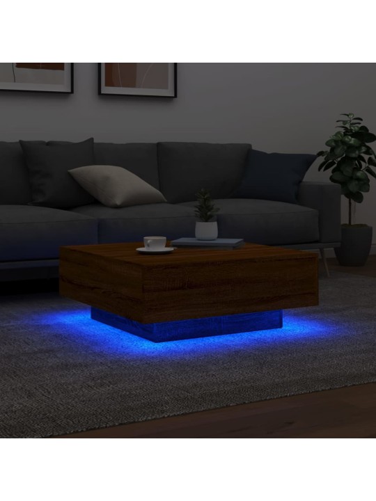 Konferenční stolek s LED osvětlením hnědý dub 80 x 80 x 31 cm