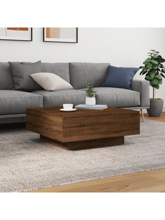 Konferenční stolek s LED osvětlením hnědý dub 80 x 80 x 31 cm