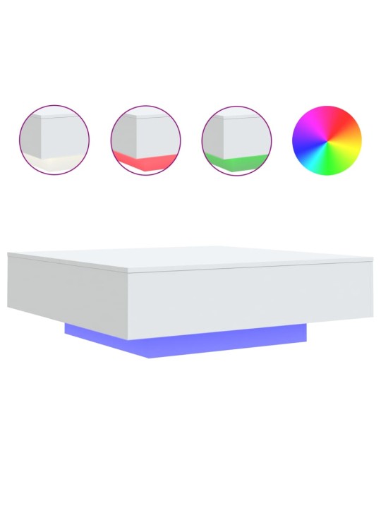 Konferenční stolek s LED osvětlením bílý 100 x 100 x 31 cm