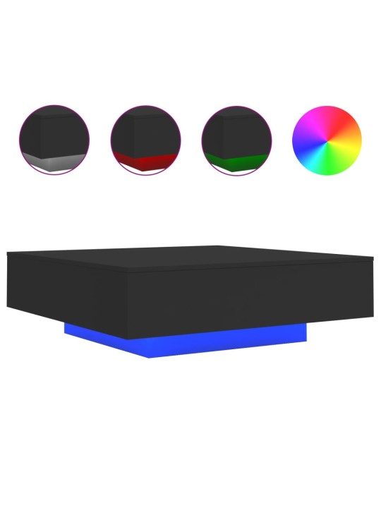 Konferenční stolek s LED osvětlením černý 100 x 100 x 31 cm