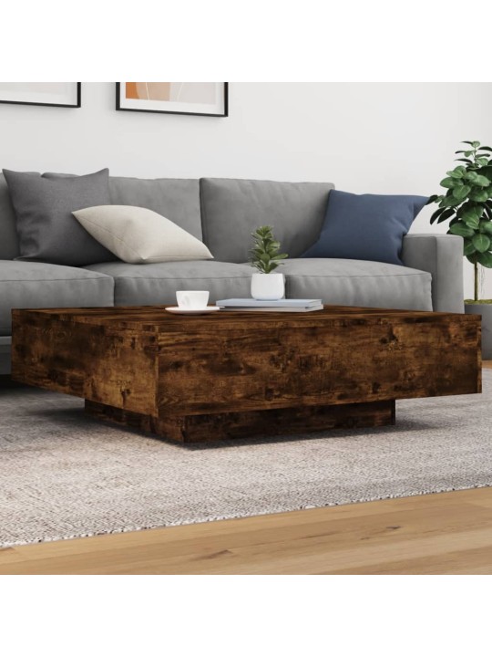 Konferenční stolek s LED osvětlením kouřový dub 100x100x31 cm