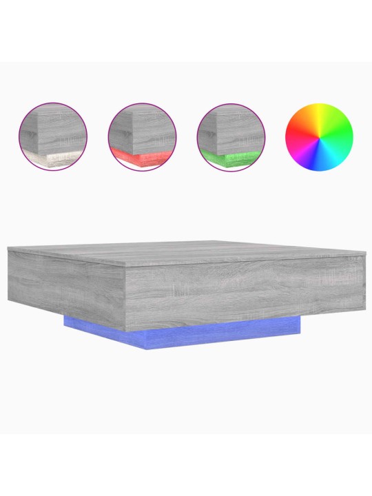 Konferenční stolek s LED osvětlením šedý sonoma 100x100x31 cm