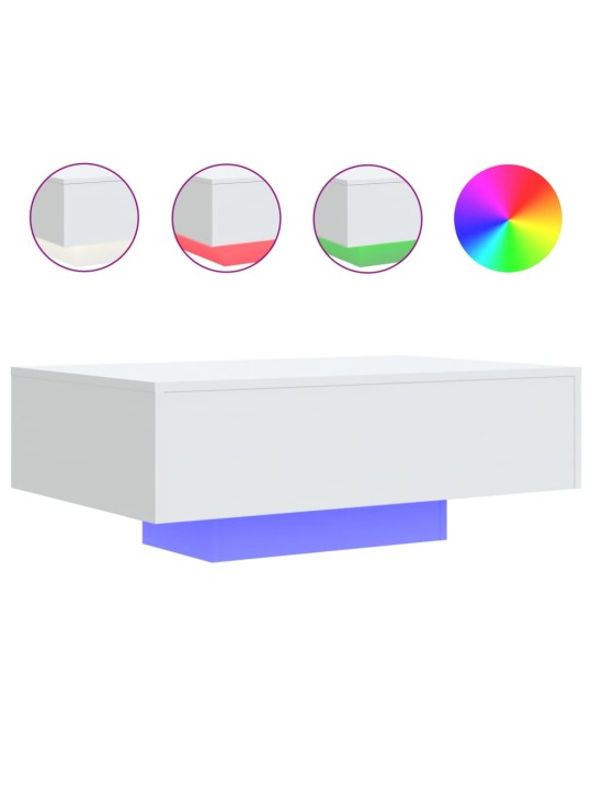 Konferenční stolek s LED osvětlením bílý 85 x 55 x 31 cm