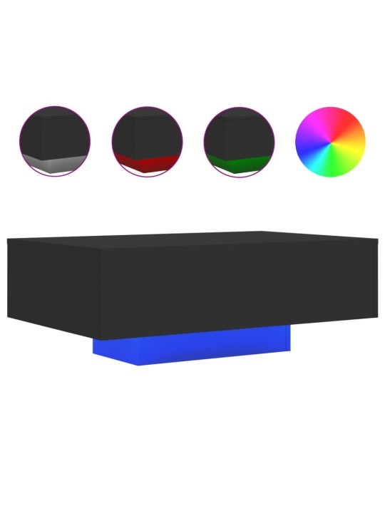 Konferenční stolek s LED osvětlením černý 85 x 55 x 31 cm