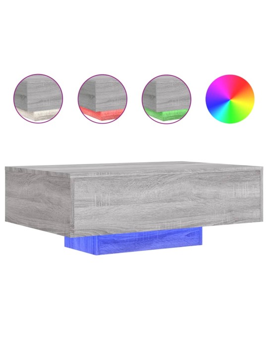 Konferenční stolek s LED osvětlením šedý sonoma 85 x 55 x 31 cm