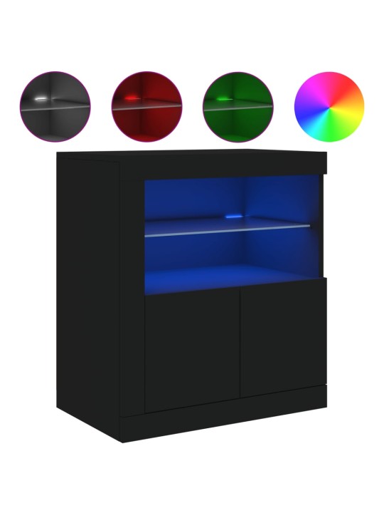 Příborník s LED osvětlením černý 60,5 x 37 x 67 cm