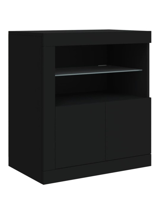 Příborník s LED osvětlením černý 60,5 x 37 x 67 cm