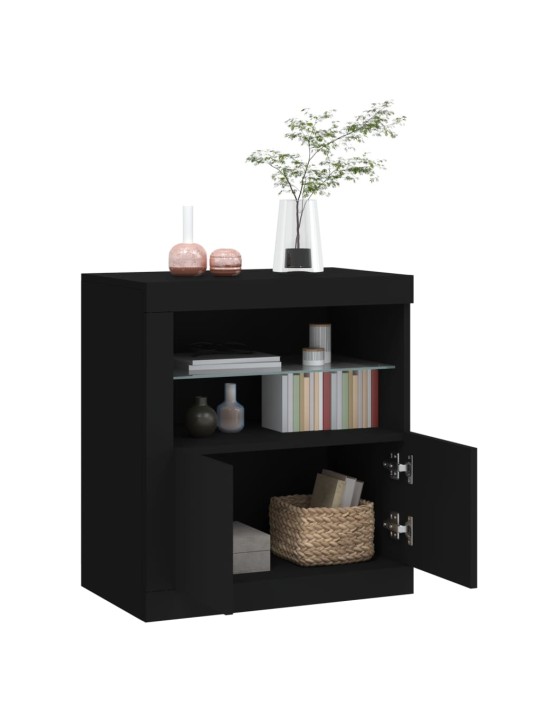 Příborník s LED osvětlením černý 60,5 x 37 x 67 cm