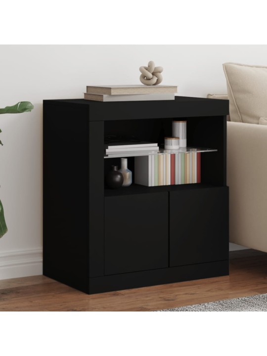 Příborník s LED osvětlením černý 60,5 x 37 x 67 cm