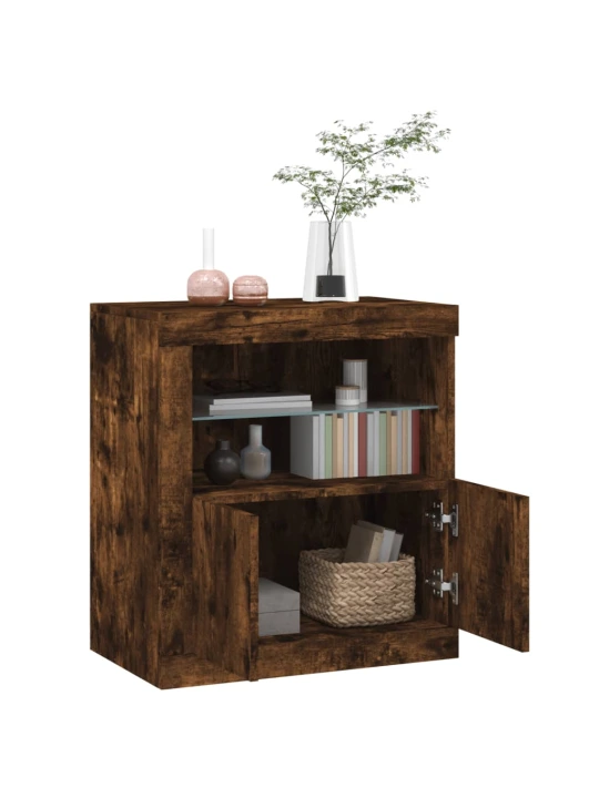 Příborník s led osvětlením kouřový dub 60,5 x 37 x 67 cm