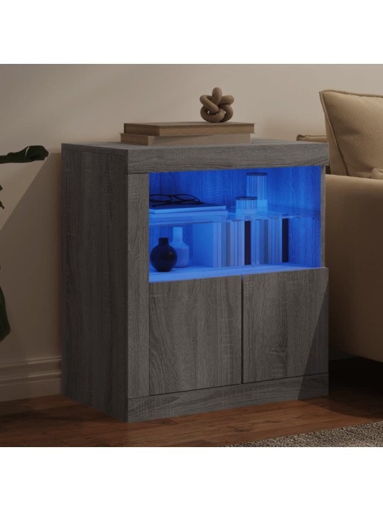 Příborník s led osvětlením šedý sonoma 60,5 x 37 x 67 cm
