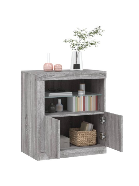 Příborník s led osvětlením šedý sonoma 60,5 x 37 x 67 cm