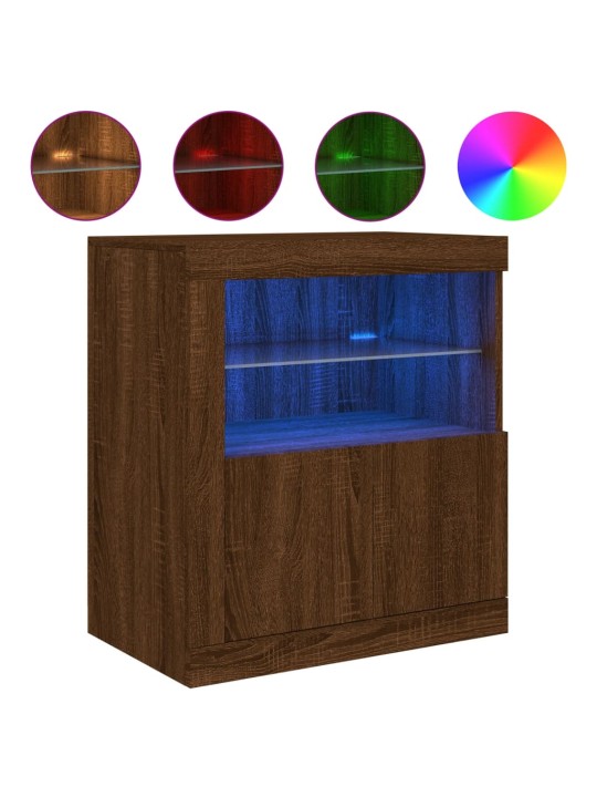 Příborník s LED osvětlením hnědý dub 60,5 x 37 x 67 cm