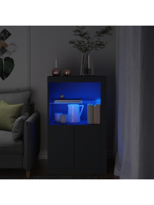 Odkládací skříňka s LED osvětlením černá kompozitní dřevo