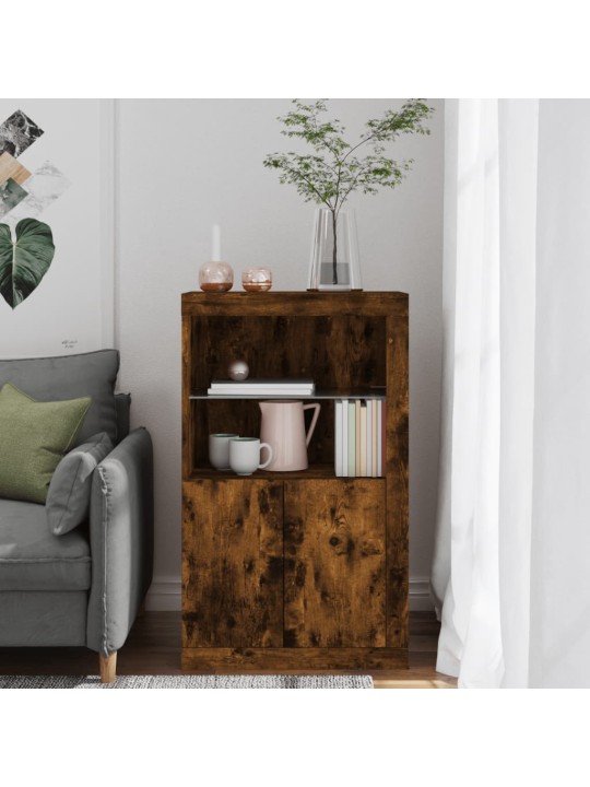 Odkládací skříňka s LED osvětlením kouřový dub kompozitní dřevo