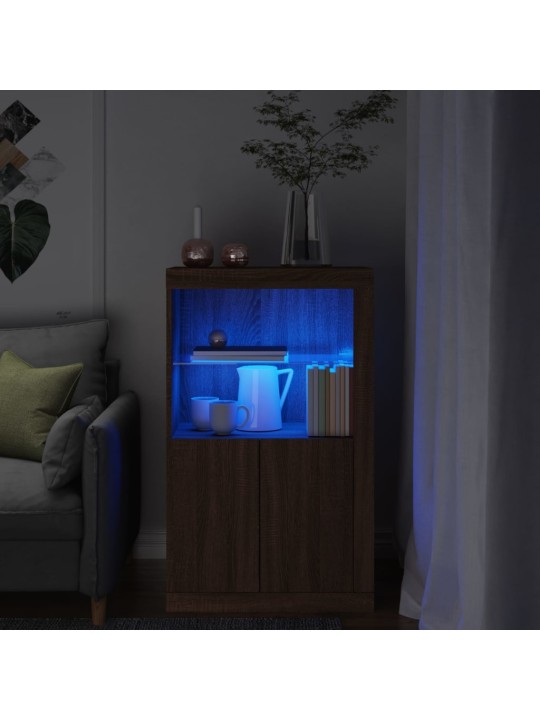 Odkládací skříňka s LED osvětlením hnědý dub kompozitní dřevo
