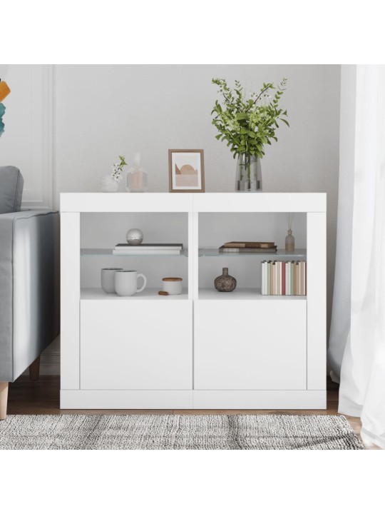 Odkládací skříňky s LED osvětlením 2 ks bílé kompozitní dřevo