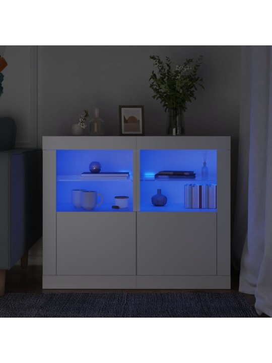 Odkládací skříňky s LED osvětlením 2 ks bílé kompozitní dřevo