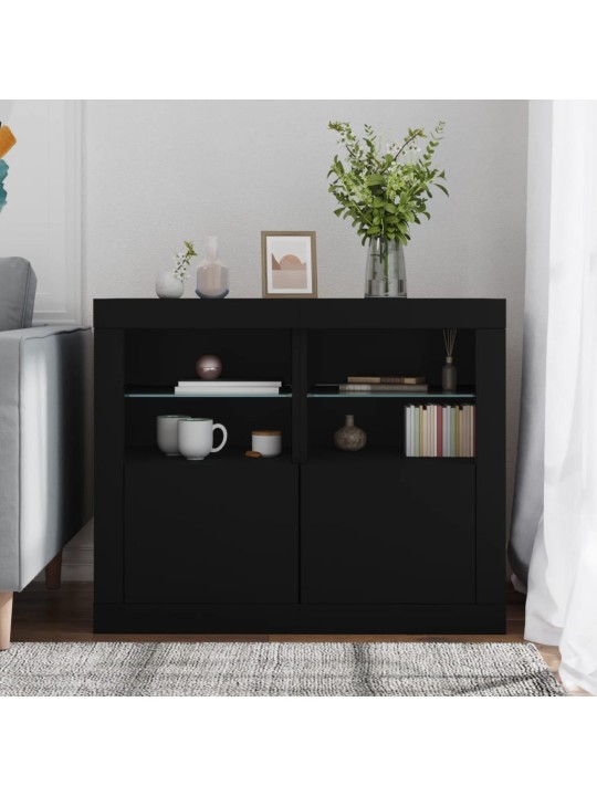 Odkládací skříňky s LED osvětlením 2 ks černé kompozitní dřevo