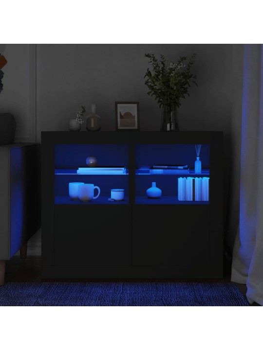 Odkládací skříňky s LED osvětlením 2 ks černé kompozitní dřevo