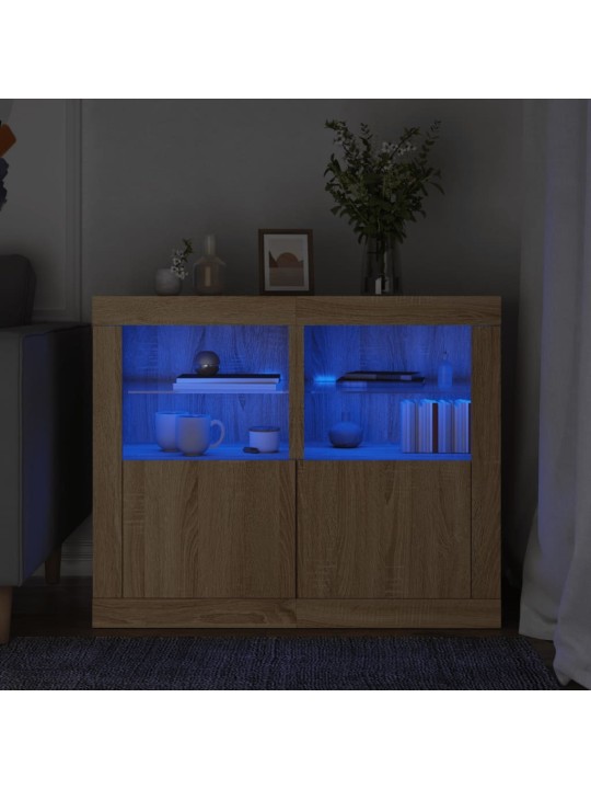 Odkládací skříňky s led osvětlením 2 ks dub sonoma kompozit