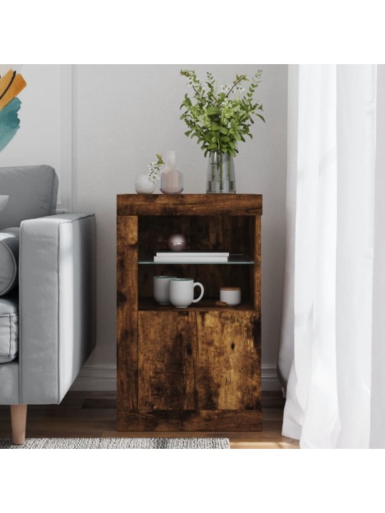 Odkládací skříňka s LED osvětlením kouřový dub kompozitní dřevo
