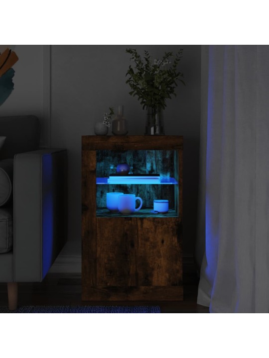 Odkládací skříňka s LED osvětlením kouřový dub kompozitní dřevo