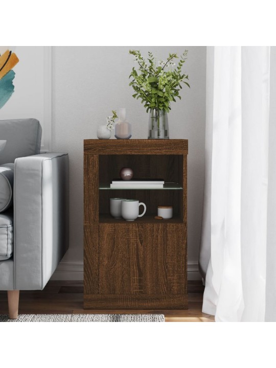 Odkládací skříňka s LED osvětlením hnědý dub kompozitní dřevo