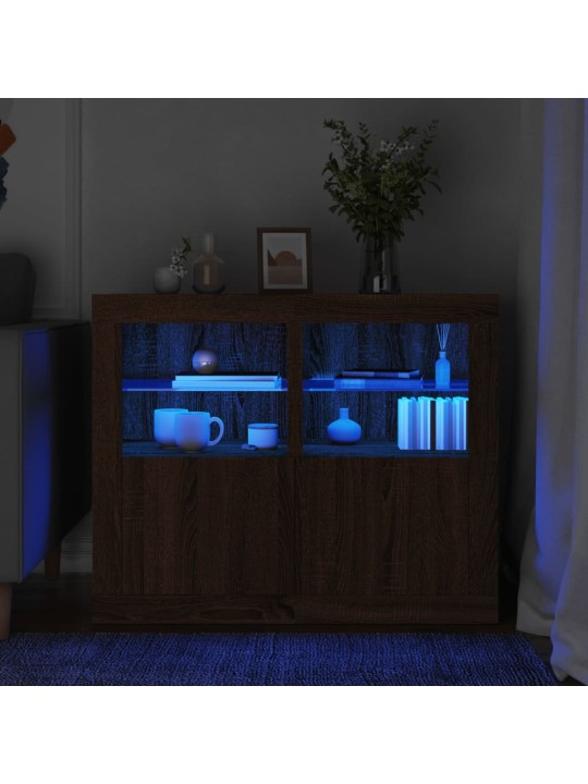 Odkládací skříňky s LED osvětlením 2 ks hnědý dub kompozit
