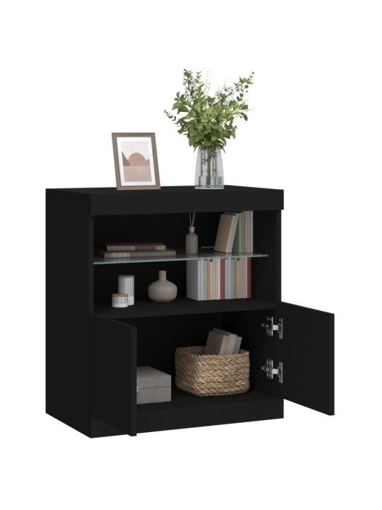 Příborník s LED osvětlením černý 60 x 37 x 67 cm