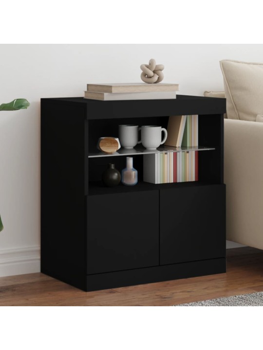 Příborník s LED osvětlením černý 60 x 37 x 67 cm