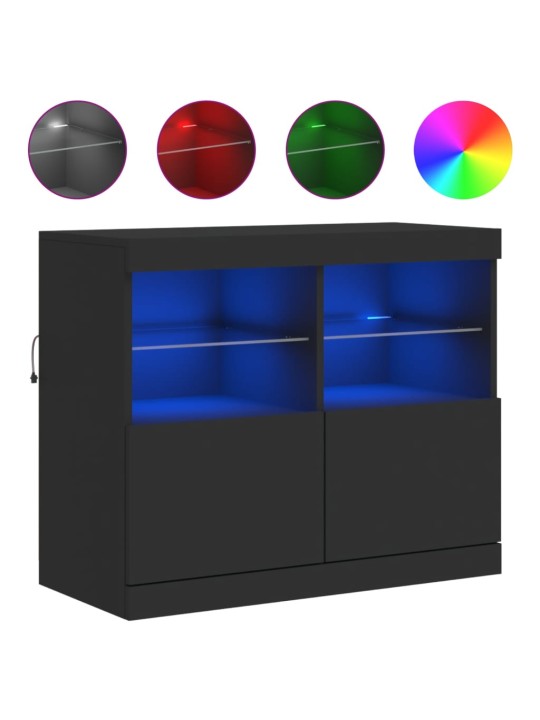 Příborník s LED osvětlením černý 81 x 37 x 67 cm