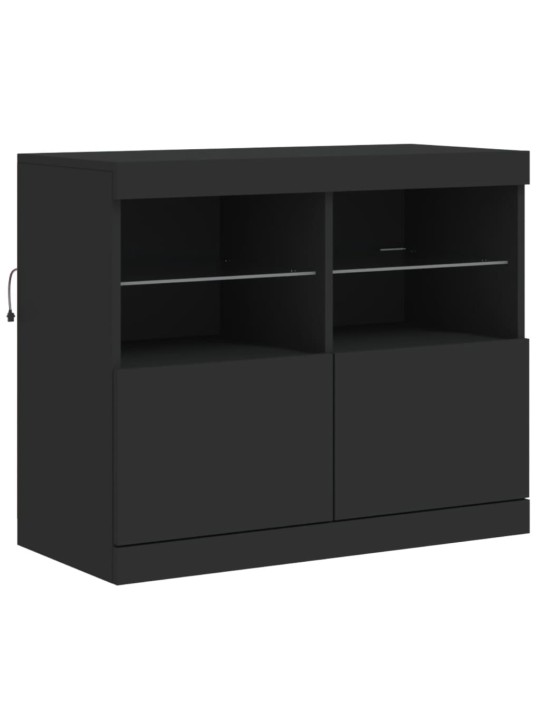 Příborník s LED osvětlením černý 81 x 37 x 67 cm