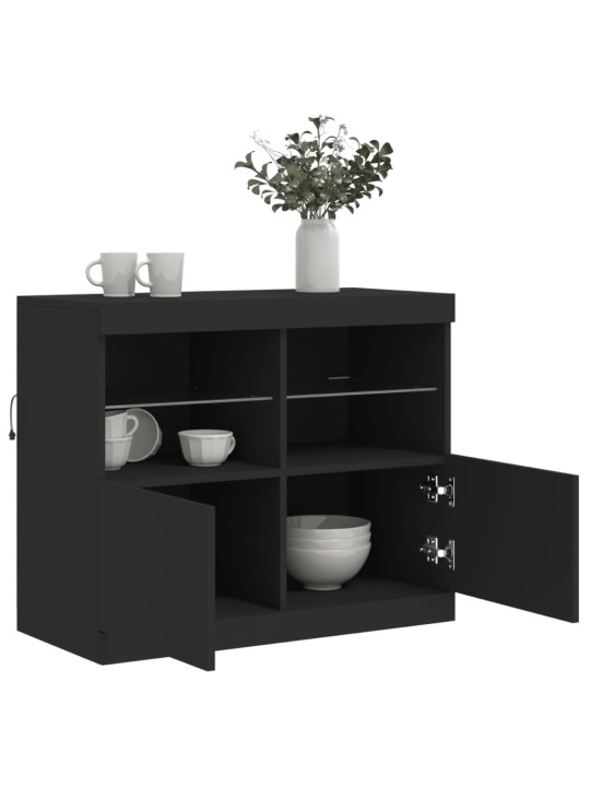 Příborník s LED osvětlením černý 81 x 37 x 67 cm