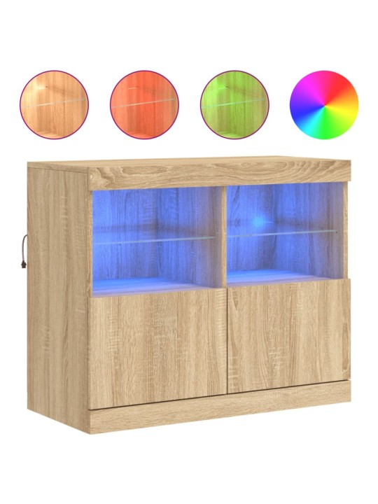 Příborník s LED osvětlením dub sonoma 81 x 37 x 67 cm