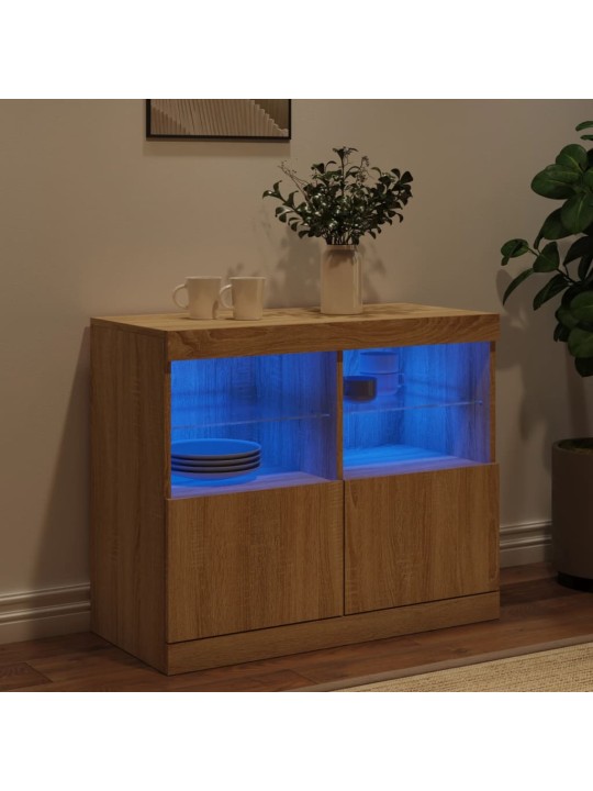 Příborník s LED osvětlením dub sonoma 81 x 37 x 67 cm