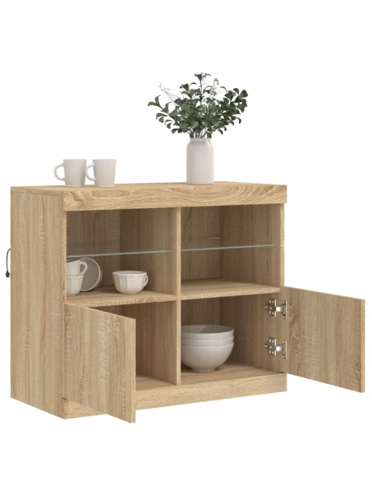 Příborník s LED osvětlením dub sonoma 81 x 37 x 67 cm
