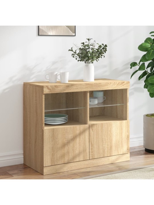 Příborník s LED osvětlením dub sonoma 81 x 37 x 67 cm