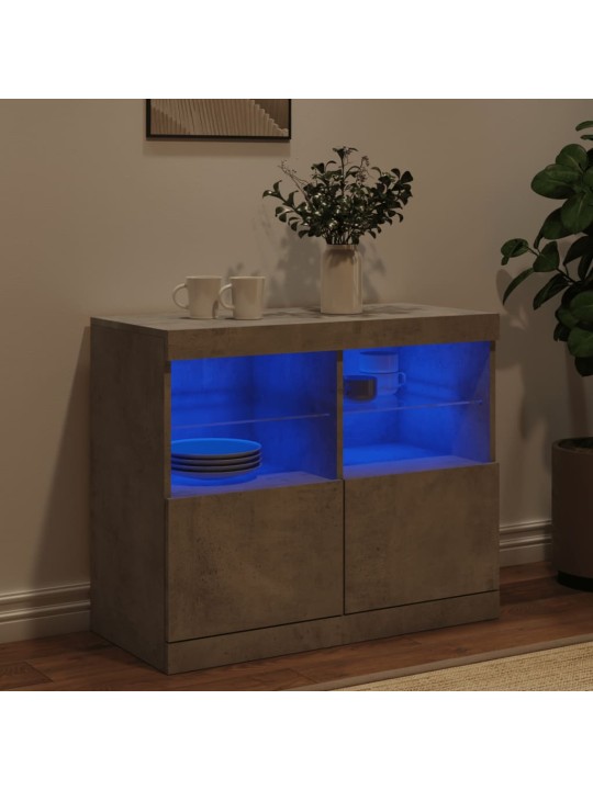 Příborník s LED osvětlením betonově šedý 81 x 37 x 67 cm