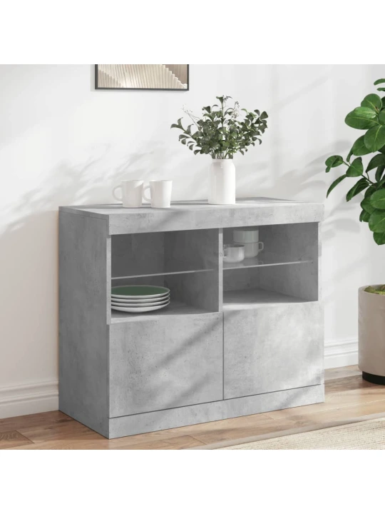Příborník s LED osvětlením betonově šedý 81 x 37 x 67 cm
