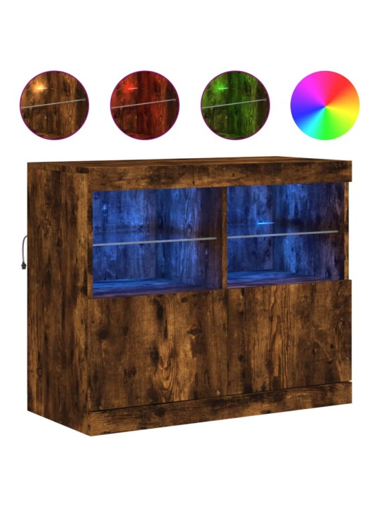 Příborník s LED osvětlením kouřový dub 81 x 37 x 67 cm