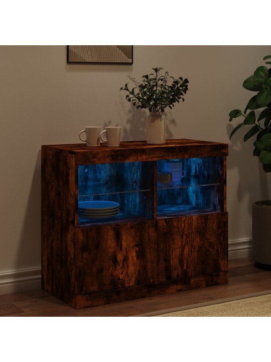 Příborník s LED osvětlením kouřový dub 81 x 37 x 67 cm