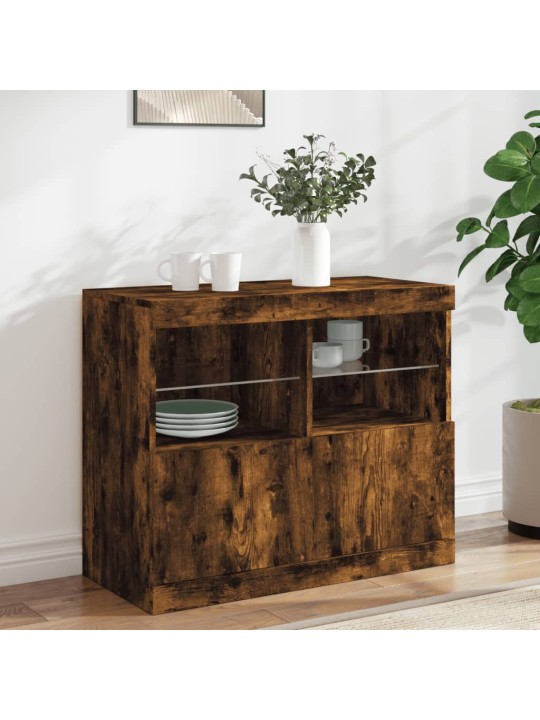 Příborník s LED osvětlením kouřový dub 81 x 37 x 67 cm