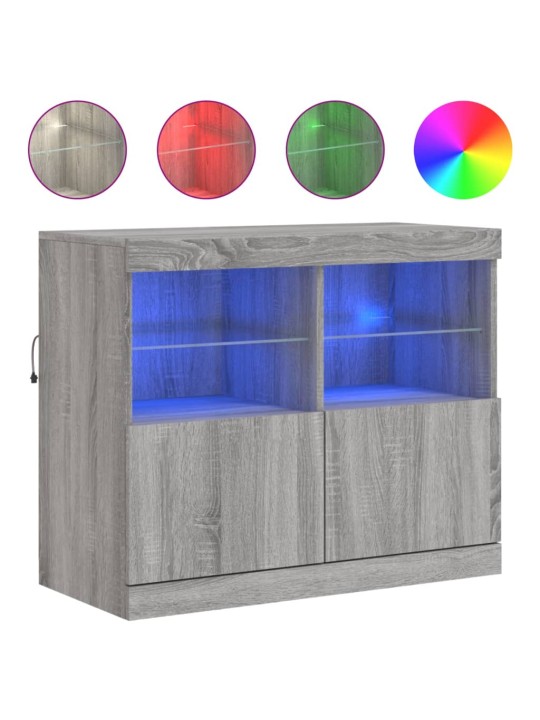 Příborník s LED osvětlením šedý sonoma 81 x 37 x 67 cm