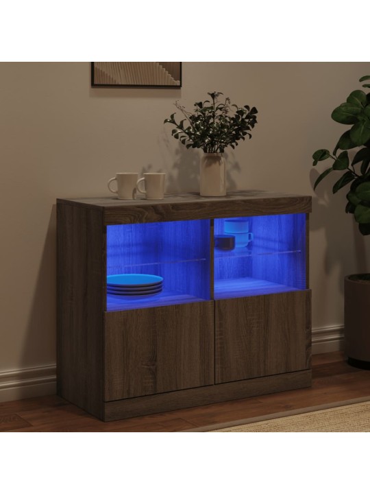 Příborník s LED osvětlením šedý sonoma 81 x 37 x 67 cm