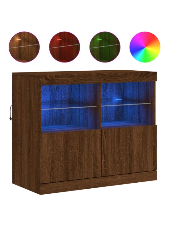 Příborník s LED osvětlením hnědý dub 81 x 37 x 67 cm