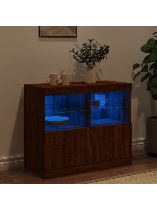 Příborník s LED osvětlením hnědý dub 81 x 37 x 67 cm