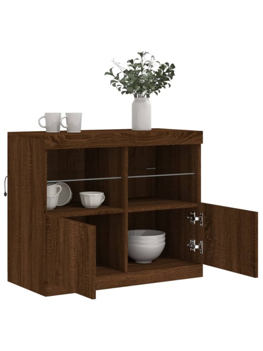 Příborník s LED osvětlením hnědý dub 81 x 37 x 67 cm