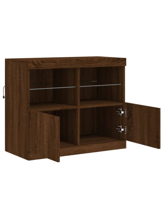 Příborník s LED osvětlením hnědý dub 81 x 37 x 67 cm