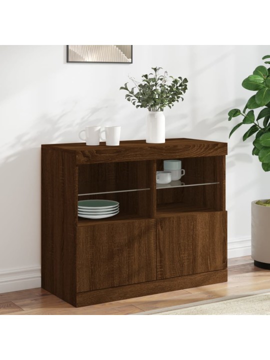 Příborník s LED osvětlením hnědý dub 81 x 37 x 67 cm